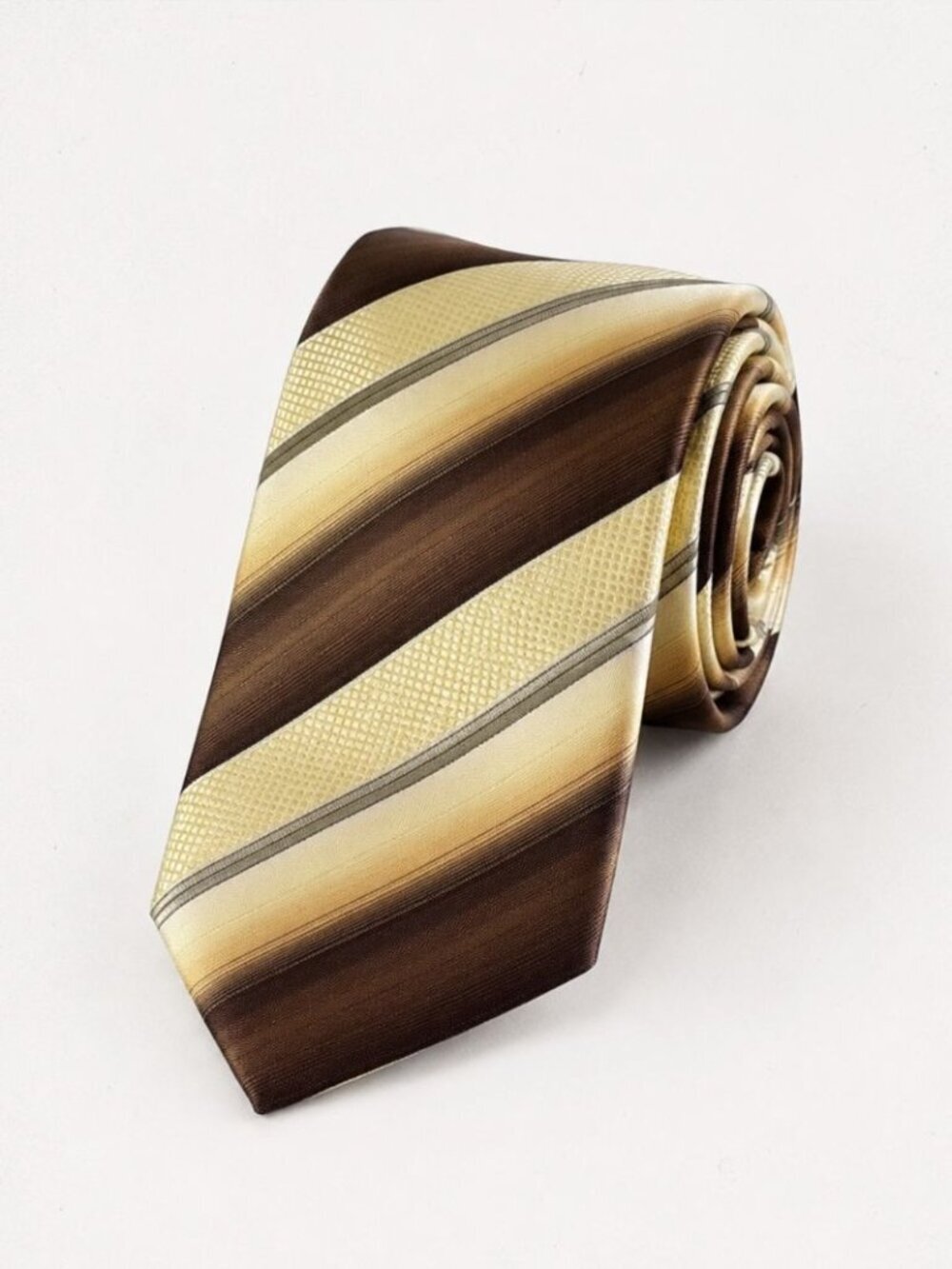 Valentino Cravatte Striped Brown Gold Silk Tie Luxury Designer Classic Wedding
